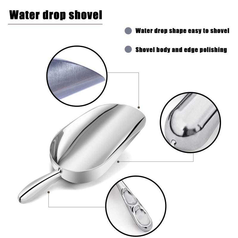 BAODELI AS-12 مجموعة من 2، 12 أونصة (أوقية) مغرفة ثلج بار، مغرفة حبوب جافة، مغرفة مواد جافة، مغرفة حلوى، مغرفة توابل، ألمنيوم مصبوب - Image 2